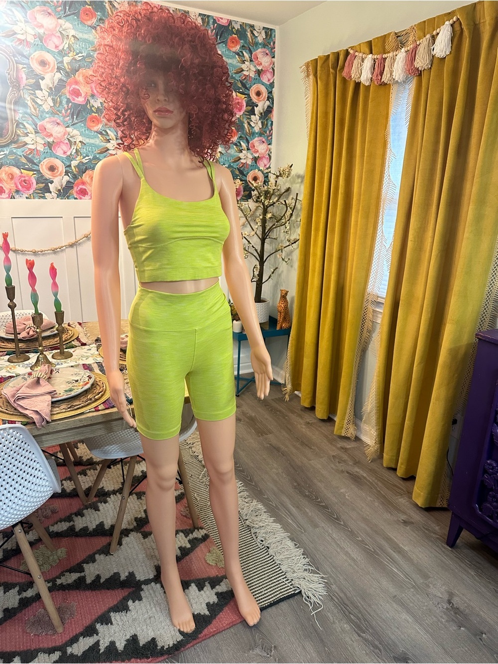 OUTSIDE VOICES lime workout set sz S